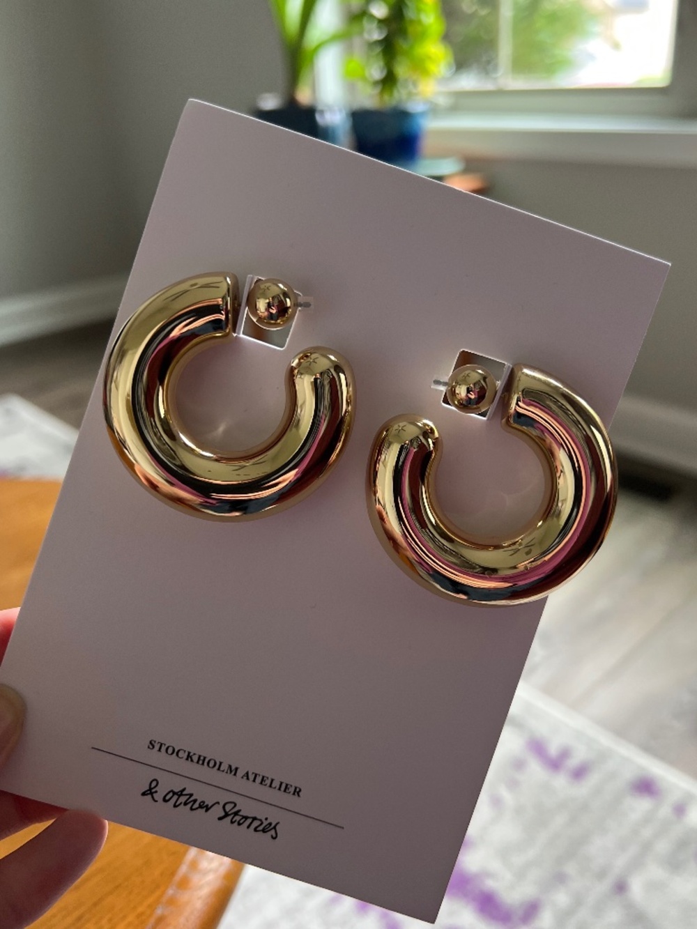 Chunky Gold Tube Hoop Earrings - 1.5" | & Other Stories | NWT
